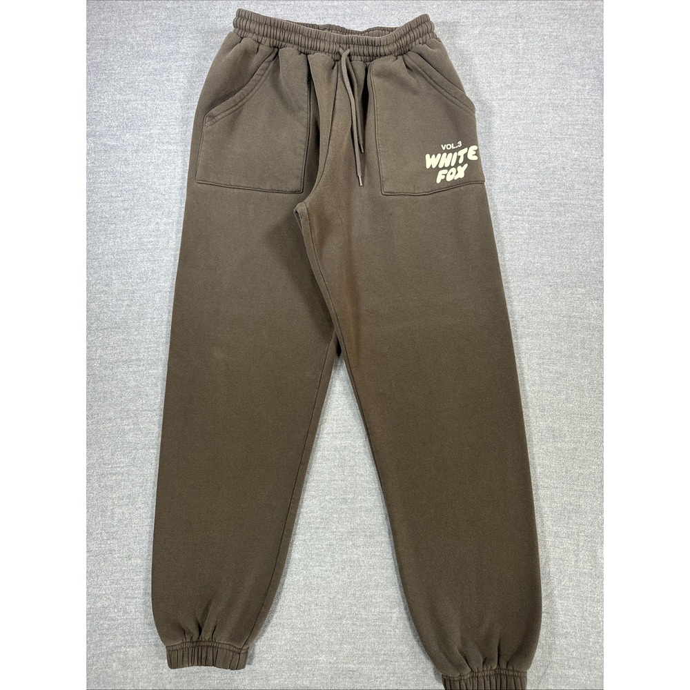 WHITE FOX VOL. 3 Womens S Gray Brown  Stage Sweatpants White Words With Pockets